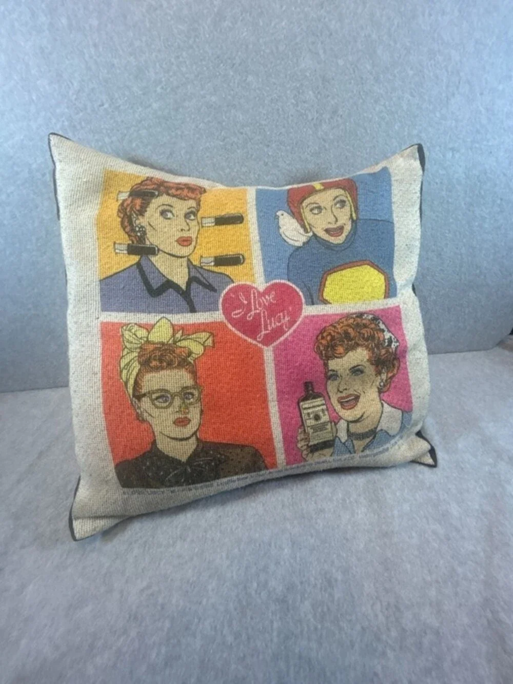 I Love Lucy Throw Pillow - Cartoon Faces - Vintage